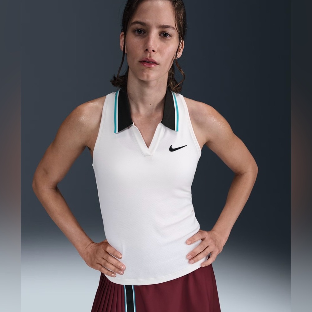 Nike Court Slam Roland Garros Dri-Fit Tennis Top Women's Medium FZ6752-110 Ivory